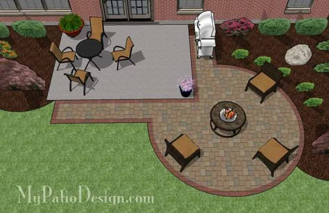 Add a taste of elegance to your existing rear patio with this DIY Circle Patio Addition Design with Grill Pad. Perfect for fire pit or large round patio table. Patio And Fire Pit, Circle Patio, Patio Plan, Diy Patio Ideas, Hill Landscaping, Patio Addition, Patio Plans, Concrete Patios, Restaurant Patio