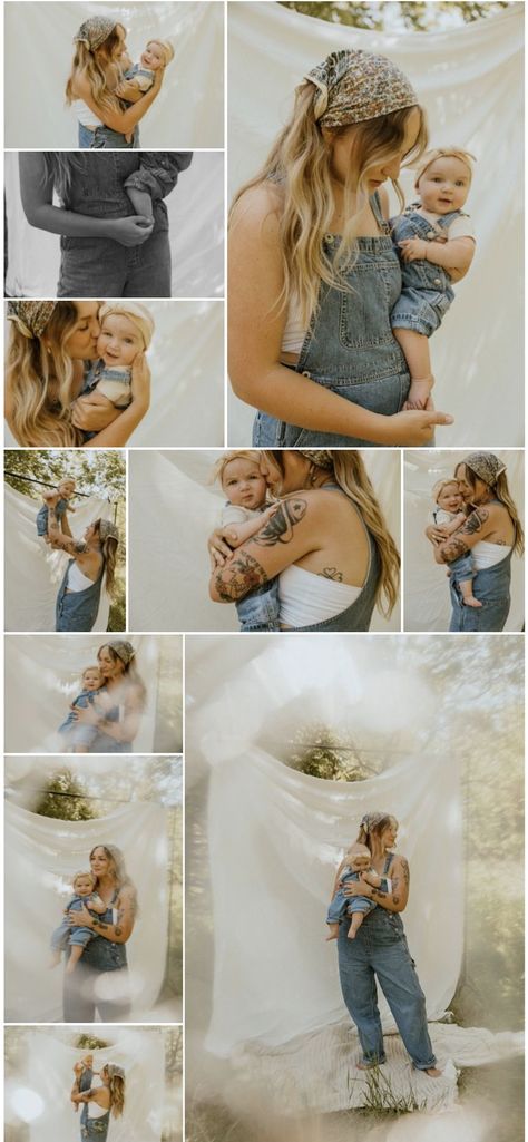 This sweet Iowa mama and babe motherhood session perfectly styled in thrifted overalls and a white sheet. Simple, and perfect. Mother Day Photoshoot, Mother Day Photoshoot Mini Sessions, Motherhood Session, Mother Baby Photography, Boho Mother, Mother Daughter Photoshoot, Mommy And Me Photo Shoot, Mini Photo Sessions, Photography Mini Sessions