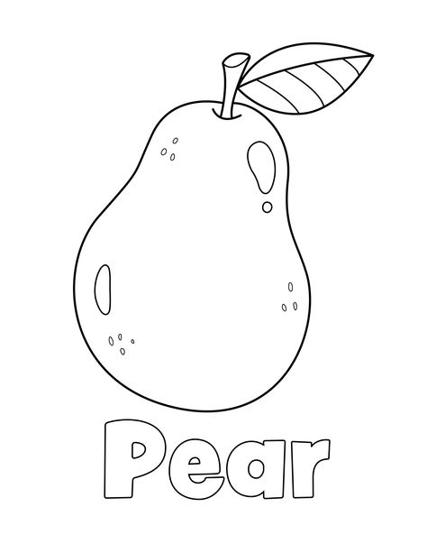 Pear Coloring Page from LittleBeeFamily.com Pear Craft Preschool, Pear Template Free Printable, Pear Coloring Page, Fruits Colouring Pages For Kids, Fruits Outline Pictures, Coloring Pages Activities, Chinese Worksheet, Green Activities, تزيين د�فاتر