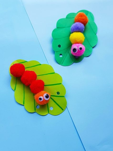 Pom Pom Caterpillar, Caterpillar Craft Preschool, Aktiviti Prasekolah, Kraftangan Prasekolah, Babysitting Crafts, Caterpillar Craft, Aktiviti Kanak-kanak, Insect Crafts, Bug Crafts