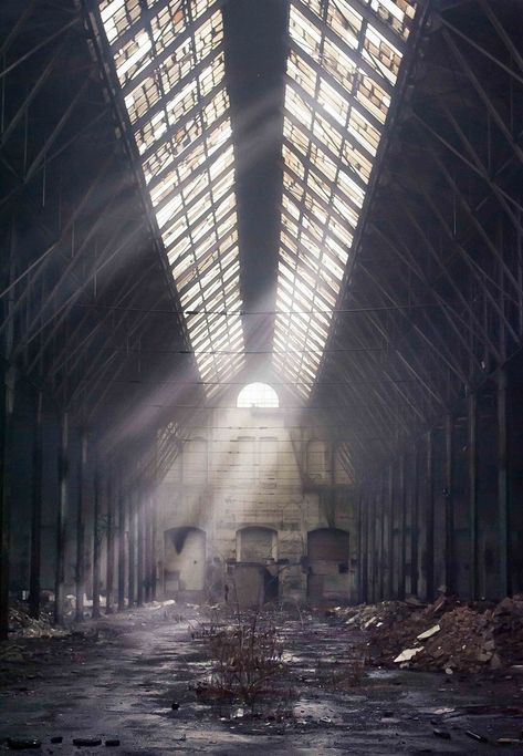 Abandoned Warehouse, Abandoned Factory, Industrial Architecture, Abandoned Mansions, Matte Painting, Industrial Buildings, Abandoned Buildings, Abandoned Houses, The Roof