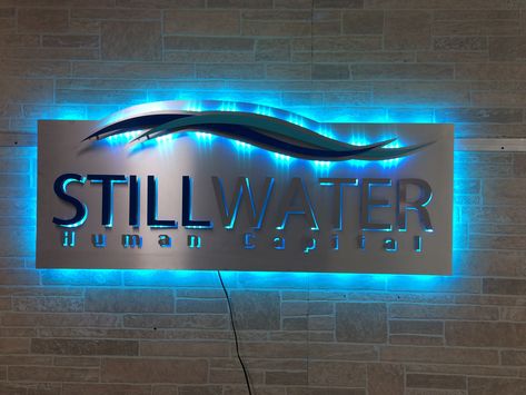 Glow Sign Board, Metal Logo Sign, Ruangan Studio, Illuminated Signage, Led Sign Board, Signage Board, Front Wall Design, Signage Signs, Shop Signage