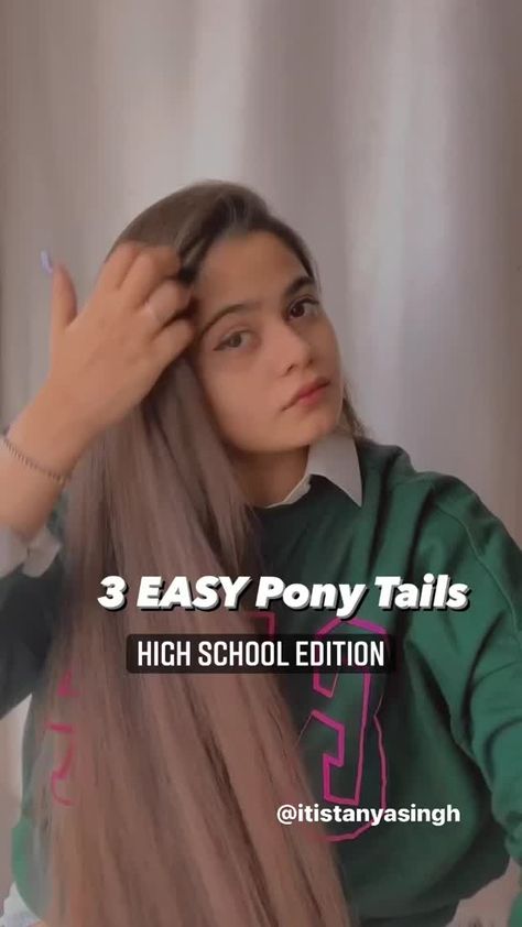 itistanyasingh on Instagram: 3 Quick and Easy ponytail ideas for school /college ❤️ . . . #hair #hairstyles #longhair #school #formal #reels #reelsinstagram #instagram… Bum Hairstyles, College Hairstyles Easy, Hair Styke, Plaited Ponytail, College Hair, Middle School Hairstyles, Two Ponytail Hairstyles, Easy Ponytail, Ponytail Ideas