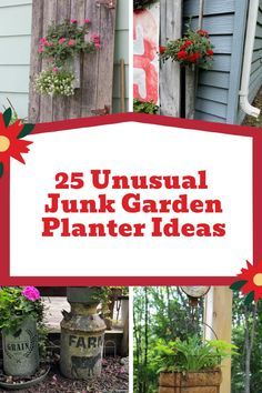 Part of the fun of junk gardening is finding the perfect odd, rusty, metal container to fill with annuals! See a compilation of 25 ideas from my 12 years of blogging. #junkgarden #gardenjunk #rusty #containergarden Hen And Chicken Planter Ideas, Unusual Planters Ideas, Unusual Garden Planters, Funnel Planter, Potato Planters, Junk Garden, Unusual Planter, Garden Planter Ideas, Organized Clutter