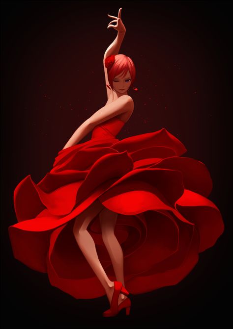 Nishikino Maki; by SubaruSumeragi, on Zerochan.net. Dancers Art, Flamenco Dancers, Ballet Photography, Dance Art, Fashion Design Drawings, Rose Art, Dance Photography, 인물 사진, Black Background