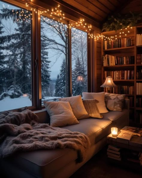 Winter Book Aesthetic, Warm Library, Sitting Corner, Winter Library, Turkey Christmas, January Mood, Winter Lifestyle, Coffee Winter, Cozy Library