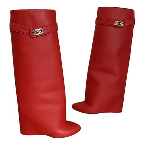 Shark leather boots Givenchy Red size 39 EU in Leather - 26029975 Givenchy Outfit, Shark Boots, Givenchy Shark, Givenchy Boots, Luxury Boots, Givenchy Women, Boots For Women, Boot Shoes Women, Rubber Rain Boots