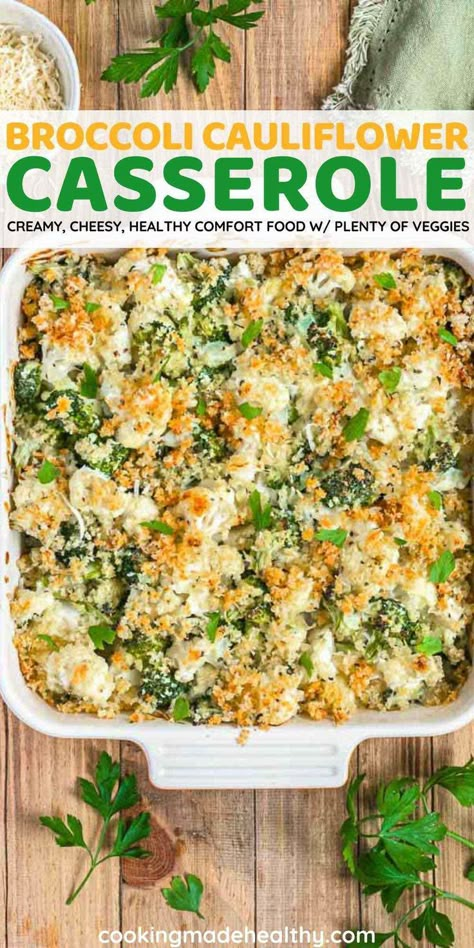 Creamy Broccoli Cauliflower Casserole, Broccoli Cauliflower Cream Cheese Casserole, Spinach Broccoli Casserole, Broccoli Cauliflower Cabbage Recipes, Broccoli Cauliflower Velveeta Casserole, Cheesy Cauliflower And Broccoli Casserole, Brocolli And Cauliflower Au Gratin, Brocoli And Cauliflower Recipes Healthy, Brocoli Casserole Recipes Healthy