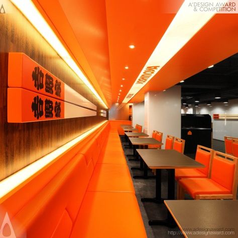 yoshinoya-by-as-design-service-limited--2 Orange Restaurant, Modern Chinese Restaurant, Resturant Interior, Mong Kok, Inspiring Outdoor Spaces, Interior Design News, 카페 인테리어 디자인, Retail Interior, Fast Food Restaurant