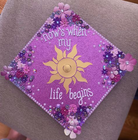 Tcnj Grad Cap, Song Lyric Graduation Cap Ideas, Cool Graduation Cap Designs, Repunzle Graduation Cap, Cute Senior Cap Ideas, Song Lyrics Graduation Cap, Grad Cap Designs Tangled, Winx Club Graduation Cap, Tangled Inspired Graduation Cap