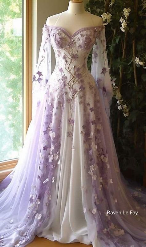 Glamouröse Outfits, Purple Wedding Dress, Fairy Wedding Dress, Fantasy Dresses, Prom Dress Inspiration, Fantasy Gowns, Pretty Prom Dresses, Fairytale Dress, Fantasy Dress