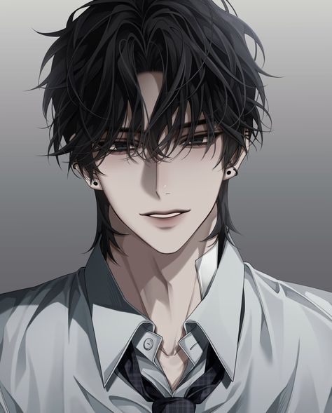 Most Handsome Anime Characters, Black Hair Guy Anime, Anime Man Fanart, Black Haired Manhwa Guy, Male Character With Black Hair, Cute Anime Guy Pfp, Long Black Hair Anime Guy, Handsome Guy Drawing, Guy Anime Eyes