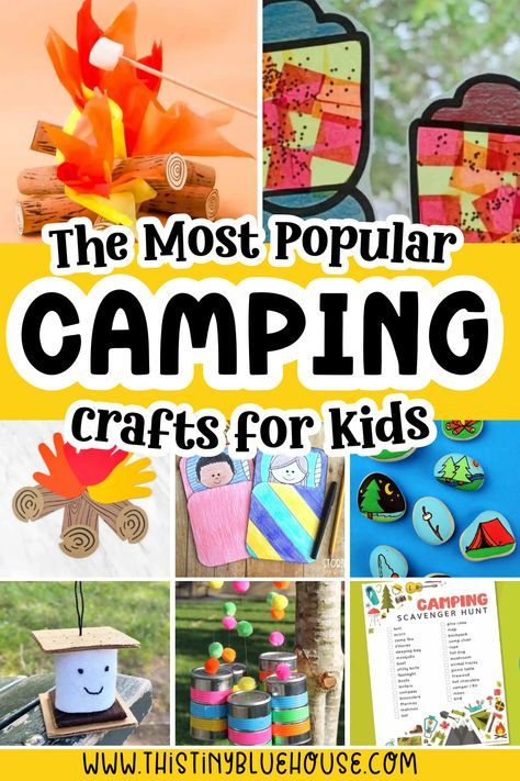 The best collection of adorable camping crafts for kids. These easy camping craft ideas for preschoolers and elementary aged children are a fun craft idea for kids who love camping!  🌲camping crafts for kids 🌲summer camp crafts 🌲summer camp craft activities 🌲camp craft ideas 🌲day camp crafts for kids Family Camp Crafts, Camp Theme School Activities, Kids Camp Crafts Ideas, Camping Classroom Crafts, Summer Adventures For Kids, Camping Steam Activities, Camping Crafts For Kindergarten, Camp Arts And Crafts For Kids, Classroom Camping Activities