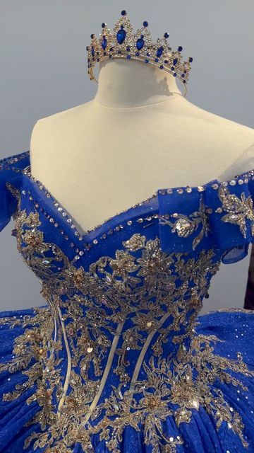 LUCERO’S FINE BOUTIQUE✨ on Instagram: "👸🏻✨Royal blue and gold beauty! Pre orders available now! This dress is available for our girls having Quinceañeras 2024👸🏻💙 . . . #Lucerosfineboutique #Quinceañera #Sweet16 #Misquince #Dress #Princess #Quincedress #Ballgown #Tulle #Planningmyquince #Vestidodequince #Vestido #Fiestadequince #Dreamdress #Partydress #fiesta #fotosdequinceaneras #gowns #sweet15 #Quinceanera #dreamscometrue #partytime #lovely #dress #sweet16 #misxv#misquince #poofydress #chi Blue Royal Quinceanera Dresses, Royalblue Quinceanera Dresses, Blue And Gold Sweet 16 Dresses, Sapphire Blue Quinceanera Dresses, Quince Royal Blue Dress, Navy Blue Quinceanera Dress, Quinceanera Dresses Royal Blue And Gold, Royal Blue And Gold Quince Dress, Blue And Gold Quince Dress