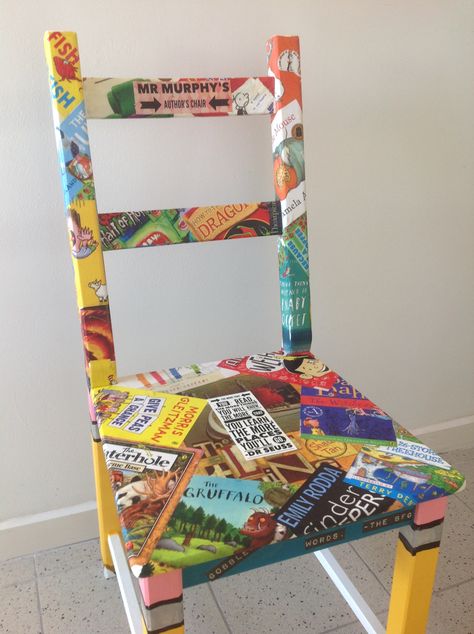 Classroom Rocking Chair, Authors Chair, Share Chair, Teacher Chairs, Painting Teacher, Painted Chair, School Displays, Chair Ideas, Classroom Furniture