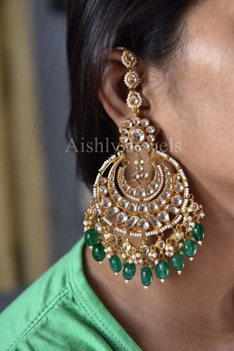 Chaand Baaliyan Earings, Asian Bridal Hair, Chand Bali, Wedding Jewellery Designs, Rajputi Jewellery, Bridal Jewelry Sets Brides, Diy Earrings Easy, Bali Jewelry, Long Silver Earrings