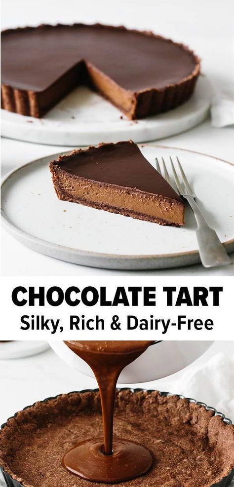 Dairy Free Ganache, Dairy Free Chocolate Dessert, Buttermilk Baking, Lactose Free Desserts, Dairy Free Deserts, Dairy Free Dessert Easy, Chocolate Tart Recipe, Non Dairy Desserts, Chocolate Tarts Recipe