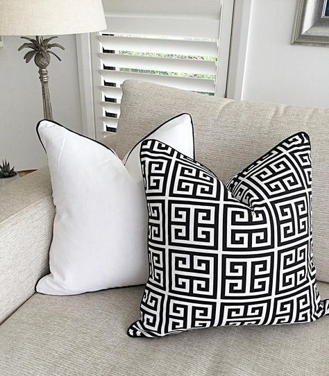 Black and White Cushion Covers 9.3oz White Canvas Scatter | Etsy Black And White Mantle Decor, Black And White Cushions, Snug Room, Black And White Living Room, White Cushion Covers, Black And White Pillows, White Pillow Covers, Living Room Decor Inspiration, White Throw Pillows