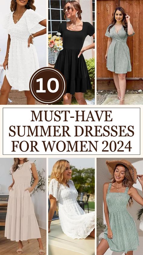 Summer Dresses for Women Summer Casual Dresses For Women, Short Dresses For Women Over 40, Best Dress For Short Women, Summer Dresses For 40 Year Old Women, Dress Style For Short Women, Trendy Dresses 2024, Dress Trends 2024, Summer 2024 Dress Trends, 2024 Summer Dresses