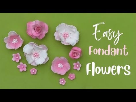 Easy fondant FLOWERS tutorial (for beginners) - YouTube Fondant Designs For Beginners, Small Fondant Flowers Tutorial, How To Make Fondant Flowers Easy, Making Fondant Flowers, Fondant Tutorial For Beginners, Easy Fondant Flowers Tutorial, Fondant Decorations For Beginners, How To Make Fondant Flowers, Fondant Flowers Tutorial