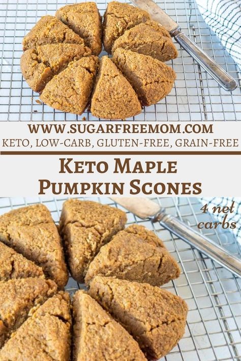 Keto Pumpkin Scones Recipe, Keto Scones, Pumpkin Scones Recipe, Keto Muffins, Keto Donuts, Keto Baking, Homemade Scones, Desserts Keto, Maple Pumpkin