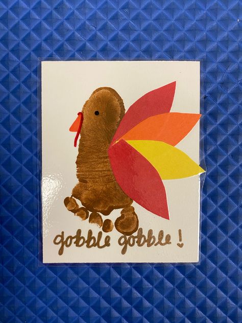 Turkey Art Infants, Infant November Activities, Handprint Crafts For Infants, Foot Print Thanksgiving Crafts For Kids, November Footprint Art For Infants, Crafts For 1 Year Thanksgiving, Thanksgiving Artwork For Infants, November Arts And Crafts For Infants, Thanksgiving Handprint Footprint Art