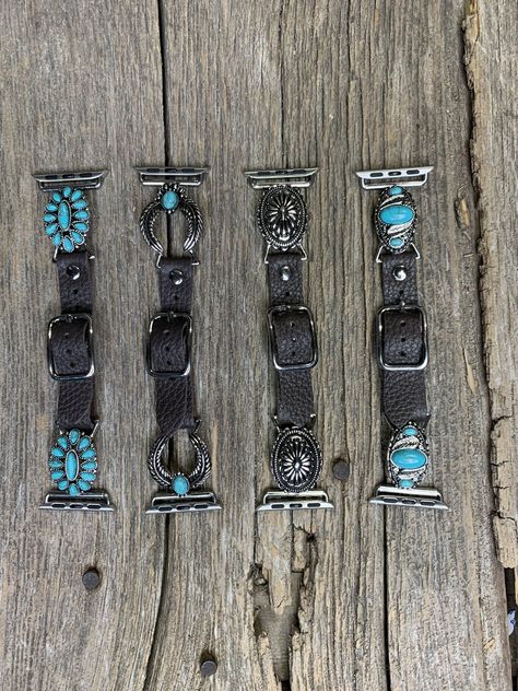 Watch Bands Women, Turquoise Watch Band, Gaudy Jewelry, Diy Apple, Rhinestone Outfit, Apple Watch Bands Fashion, Custom Handbags, Road Design, Apple Watch Bands Leather