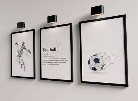 Set of 3 Football Wall Art Prints, Gift for Teenager, Teen Bedroom Decor, Student Room Decor, Abstract Football Wall Art, Football Gifts by StyliizeBoutique on Etsy Boys Soccer Bedroom, Soccer Themed Room, Soccer Themed Bedroom, Soccer Bedroom, Soccer Room, Football Rooms, Soccer Decor, Football Bedroom, Teenager Bedroom Boy