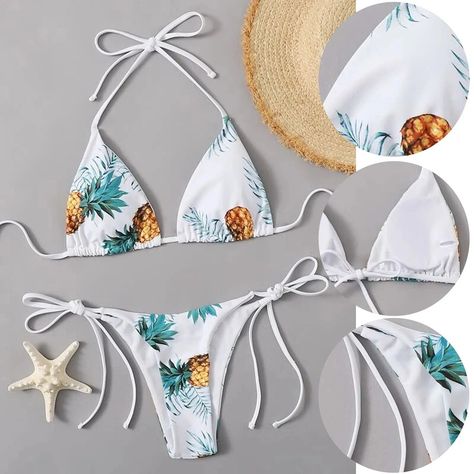 🌴 New Bikini Collection is Here! 👙 Ready to slay the beach? Discover our hottest styles, now available! 🚚 Free Shipping #new#bikini#beach#collection#summerlook#beachlook#bikinilook#chiclook Comfortable Swimwear, Competition Swimwear, Women Swimsuit, Suit For Women, Swimming Suit, Vintage Swimsuits, Print Swimwear, Pineapple Print, Print Swimsuit