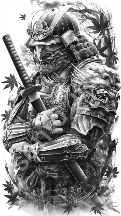 #samouraï #tattoo #tattooproject #blackandgreytattoo Guerrero Samurai Tattoo, Japanese Tattoo Men, Samurai Tattoo Ideas, Japanese Warrior Tattoo, Samurai Tattoo Sleeve, Warrior Samurai, Samurai Warrior Tattoo, Samurai Illustration, Japanese Art Samurai