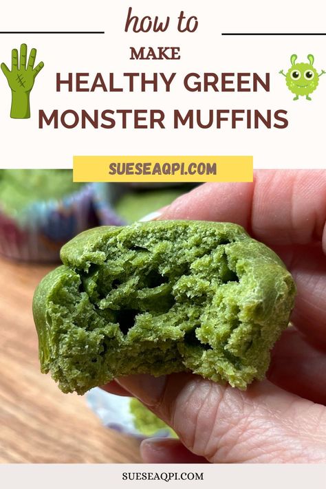 Kid-approved Healthy Green Monster Muffins! Packed with spinach and bananas, these muffins are a deliciously sneaky way to get greens into your little one's diet. Perfect for a nutritious breakfast or snack. Whip up a batch today! #HealthyEating #KidFriendlyRecipes #GreenMonsterMuffins Monster Muffins Green, Spinach Banana Muffins, Easy Mini Cake, Monster Muffins, Green Muffins, Vegan Finger Foods, Banana Muffins Recipe, Banana Muffin Recipe, Party Snack Food