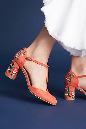 Floral Embroidered Heels, Embroidered Heels, Floral Heels, Sandals Outfit, Dancing Shoes, Embroidered Shoes, Anthropologie Shoes, Clog Sandals, Rachel Comey