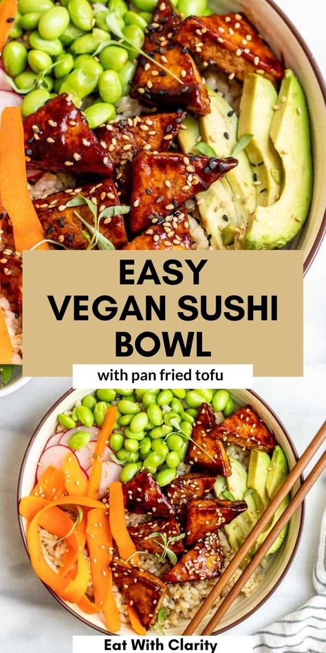 Vegan Buddha Bowl Meal Prep, Healthy Vegan Rice Bowls, Vegan Recipes Bowls, Easy Tofu Bowl, Vegan Meals With Tofu, Healthy Tofu Bowl Recipes, Asian Buddha Bowl Vegan, Healthy Vegan Asian Recipes, Vegan Poke Bowl Recipe