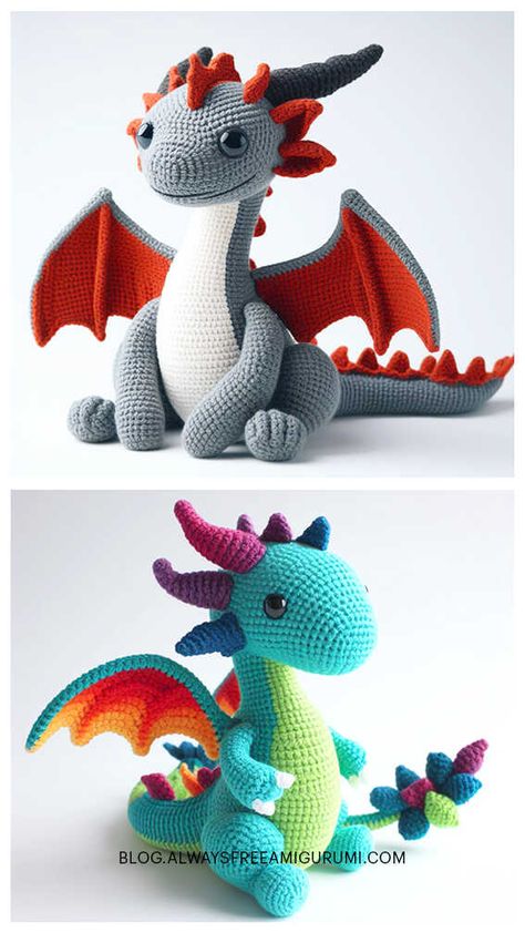 Amigurumi Dragon Crochet Free Pattern Crochet Patterns Dragon Free, Dragons Crochet Patterns Free, Crochet Dragon Stuffed Animal, Crochet Animals Dragon, Fantasy Dragon Amigurumi, Sea Dragon Crochet Pattern Free, Wyvern Crochet Pattern, Amigurumi Pattern Dinosaur, Amigurumi Dragons Free Pattern