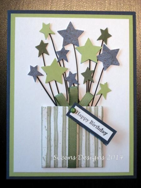 Birthday Stars 2014-02-11 by sceens - Cards and Paper Crafts at Splitcoaststampers Popcorn Crochet, Kartu Ulang Tahun Diy, Popcorn Stitch, Birthday Card Craft, Homemade Birthday Cards, Birthday Cards For Boys, Masculine Birthday Cards, Bday Cards, Star Cards