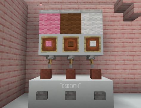 #minecraft #icecreammachine Ice Cream Machine Minecraft, Minecraft Ice Cream Machine, Ice Cream Shop In Minecraft, Minecraft Bakery Building Small, Ice Cream Banner Minecraft, Minecraft Shops Ideas Small, Ice Cream Minecraft Build, Minecraft Ice Cream Stand, Minecraft Fridge Banner