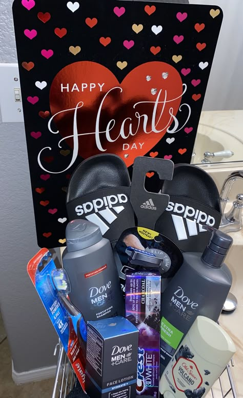 Diy Men’s Gift Basket, Hygiene Gift Basket Ideas For Men, Valentine's Day Baskets For Him, Valentines Day Baskets For Kids Boys, Valentine Gift Box For Men, Teen Boy Valentine Gift Ideas, Valentine’s Day Basket For Him, Men Valentine's Gift Baskets, Valentines Basket For Him