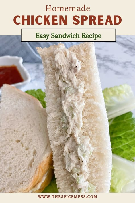 Looking for an easy and delicious sandwich recipe that is sure to please a crowd? Try our Chicken spread sandwich recipe! Made with tender shredded chicken and a flavorful spread that includes mayo, and just a few spices, this sandwich is perfect for any occasion. Our step-by-step guide will show you how to create this crowd-pleaser in no time. Make it for lunch or serve it at your next party, and watch your guests devour it in seconds! Japanese Chicken Sandwich, Chicken Finger Sandwich, Interesting Sandwiches, Chicken Spread Recipe, Chicken Sandwich Spread, Chicken Spread, Sandwich Spread Recipes, Sandwich Spreads, Colourful Food