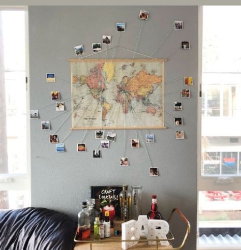 Pins Display, Travel Photos Display, Travel Gallery Wall, Map Pins, Travel Map Pins, World Map Design, Navy Blue Wall Art, Map Wall Decor, Photo Maps