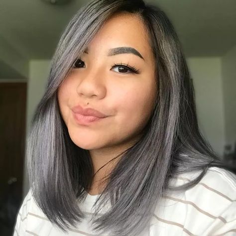 34 Silver Balayage Hair Ideas That Maximize the Chrome Trend Asian Grey Hair, Grey Hair Balayage, Silver Balayage Hair, Balayage On Asian Hair, Silver Balayage, Balayage Asian Hair, Balayage Styles, Balayage Hair Ideas, Light Pink Lipstick