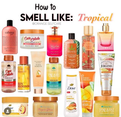 How To Smell Like Fruit All Day, Sent Combos, How To Smell Fruity And Floral, How To Smell Like Tropical Fruit, Best Combo To Smell Good Coconut, Scent Combos Hygiene Floral, Fruit Scent, Tropical Scent, Shea Body Butter