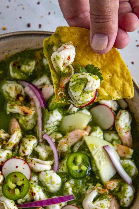 Aguachile Recipe, Mexican Ceviche, Mexican Seafood, Plats Healthy, Ceviche Recipe, Shrimp Ceviche, One Pot Dinners, Breakfast And Brunch, Mexican Cooking