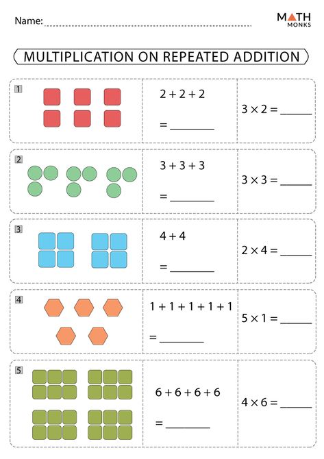 Multiplication Arrays and Repeated Addition Worksheets - Math Monks Repeated Addition Activities, Christmas Multiplication Worksheets, Worksheet Multiplication, Repeated Addition Worksheets, Repeated Addition Multiplication, Array Worksheets, Multiplication Arrays, Multiplication Worksheet, Addition Worksheet