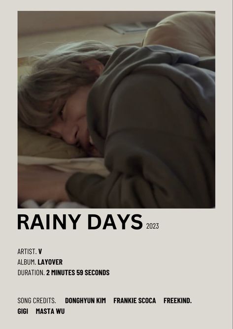 V Rainy Days, Best Love Pics, Printable Things, Wall Pics, Music Poster Ideas, Song Words, Minimalist Posters, Black Pink Kpop, Minimalist Poster