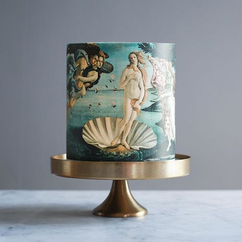 "Birth of Venus" cake inspired by Sandro Botticelli Tortik Annushka, Creative Pie Crust, Bolo Tumblr, Creative Pies, Peacock Wedding Cake, Artist Cake, Baking School, Decorative Cakes, Art Cake