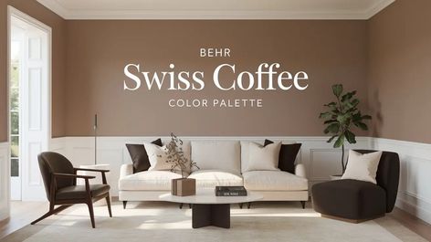 Swiss Coffee Behr Living Room, Cream Wall Paint Living Rooms, Behr Swiss Coffee Color Palette, Swiss Coffee Color Palette, Swiss Coffee Walls With White Trim, Swiss Coffee Behr, Behr Swiss Coffee, Cream Wall Paint, Coffee Color Palette