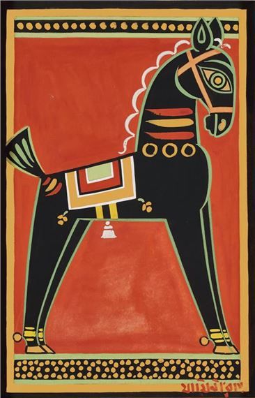 View Horse By Roy Jamini; Gouache on card; 47.3 x 31 cm; Signed; . Access more artwork lots and estimated & realized auction prices on MutualArt. Indian Miniatures, Jamini Roy, Fish Paintings, Tanjore Paintings, Bengali Art, Gallery Of Modern Art, Madhubani Art, Indian Folk Art, Madhubani Painting