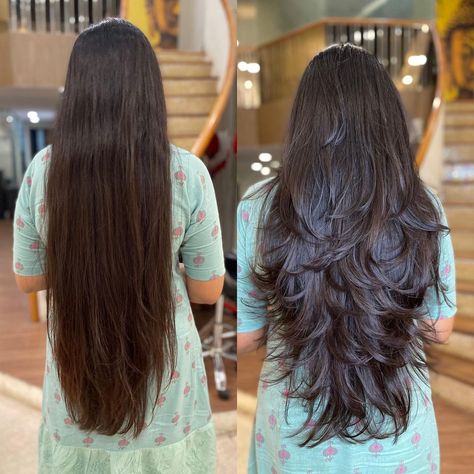 Haircuts For Long Hair Straight, Indian Hair Cuts, Feathered Hair Cut, Wolfcut Hair Long, Haircuts For Long Hair With Layers, Long Thin Hair, Haircut Wavy, Extra Long Hair, Extension Hair