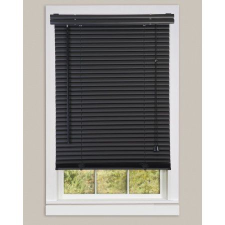 Free Shipping. Buy Window Blinds Mini Blinds 1" Slats Black Venetian Vinyl Blind at Walmart.com Vinyl Mini Blinds, Black Blinds, Privacy Blinds, Bali Blinds, Vinyl Blinds, Cordless Blinds, Wide Window, Vinyl Room, Horizontal Blinds