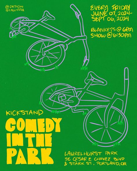 COMEDY IN THE PARK IYKYK, One of Portland’s best summer events is Comedy in the Park by @kickstandcomedy ✨ I love it so much I wanted to make a poster for it, out of a sketch I did while at one of the events 🤭 featuring all hand-drawn elements 🙂‍↕️ full process video coming soon Which color way is your favorite? - #posterdesign #posterdesigncommunity #type01 #womenoftype #designbywomen #portlandoregon #portlandevents #graphicdesign #tdkpeepshow #eyeondesign Make A Poster, Comedy Festival, Sketch Comedy, Summer Events, The Park, Color Combos, Portland, Poster Design, Coming Soon